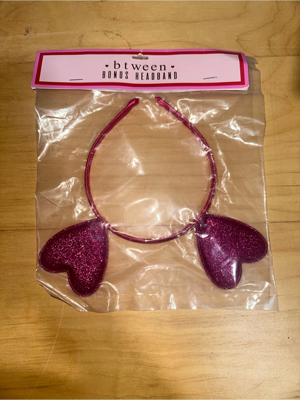 btween Magenta Glitter Heart Headband